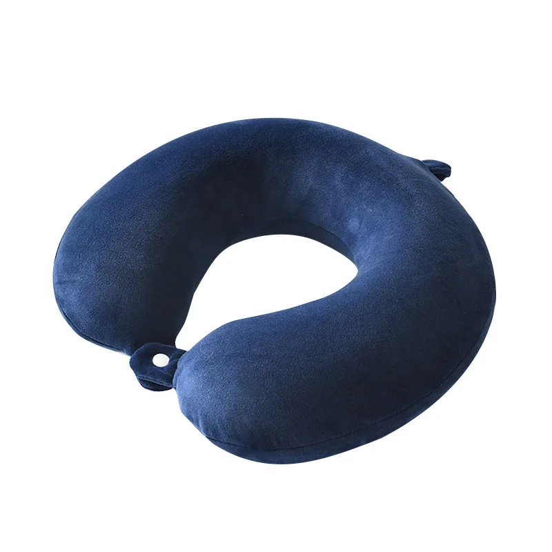 Soft Travel Memory Foam U-shape Rest Travel Inflatable Phone Holder Hood Neck Pillow For Car And Office