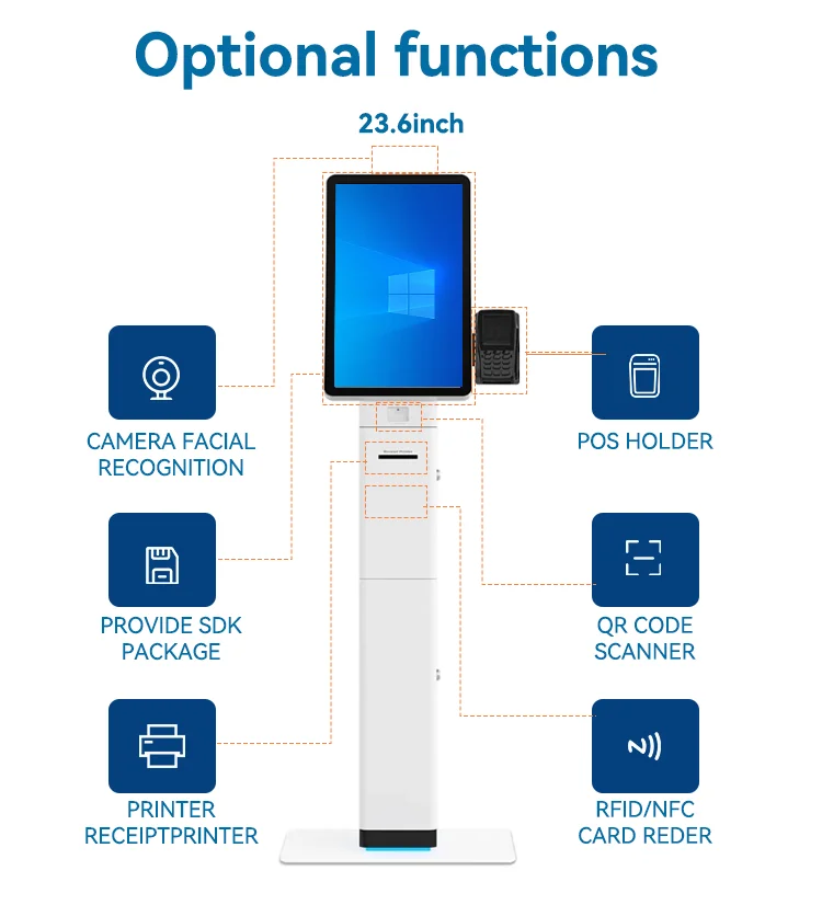23.6/32 Inch wall mount touch screen payment machine terminal automated self ticketing kiosk