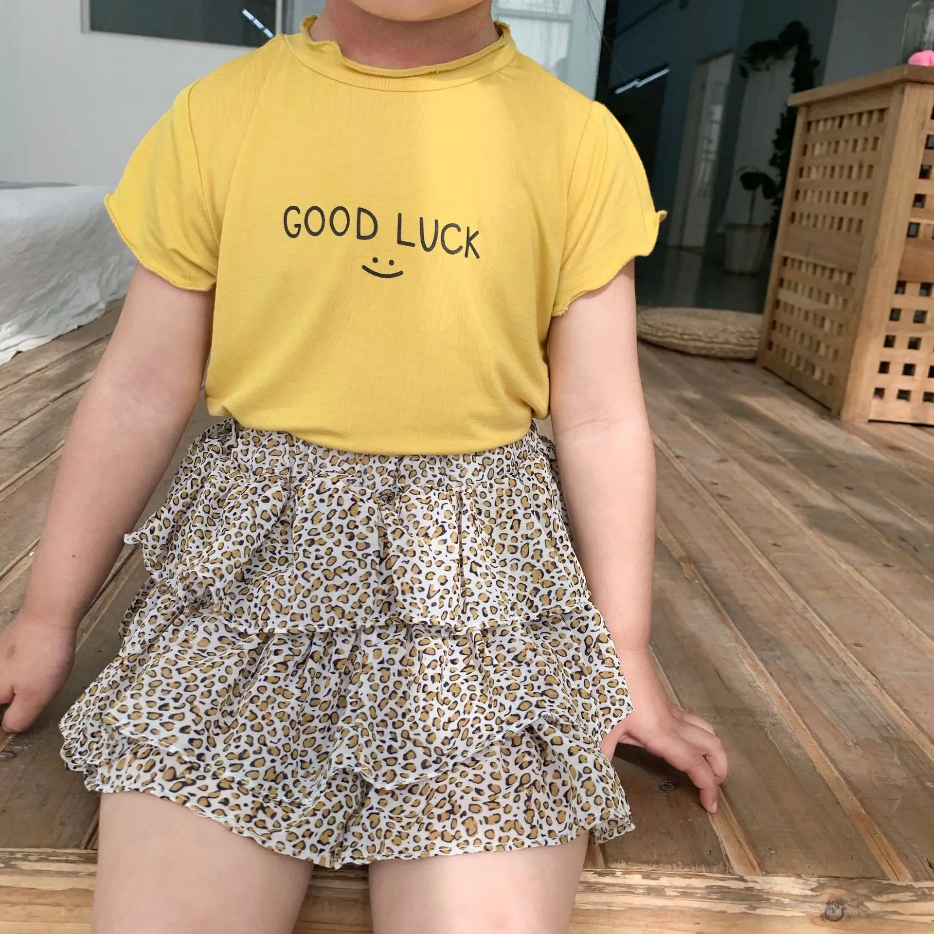 
Girls mini casual skirt 2020 Korean style Leopard printed children baby girls tutu skirt 