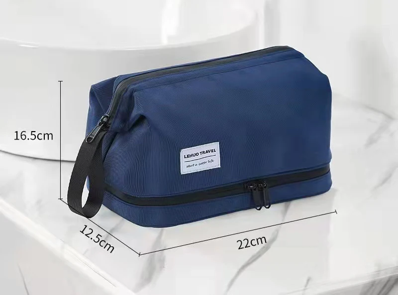 Mens hand pouch cosmetic bag with zipper and hook navy customized carrier bags for makeup products nylon from Alibaba website