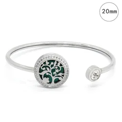 Zircon Tree Of Life Locket Pendant Bracelet Stainless Steel Jewelry Bangle Aroma Essential Oil Diffuser For