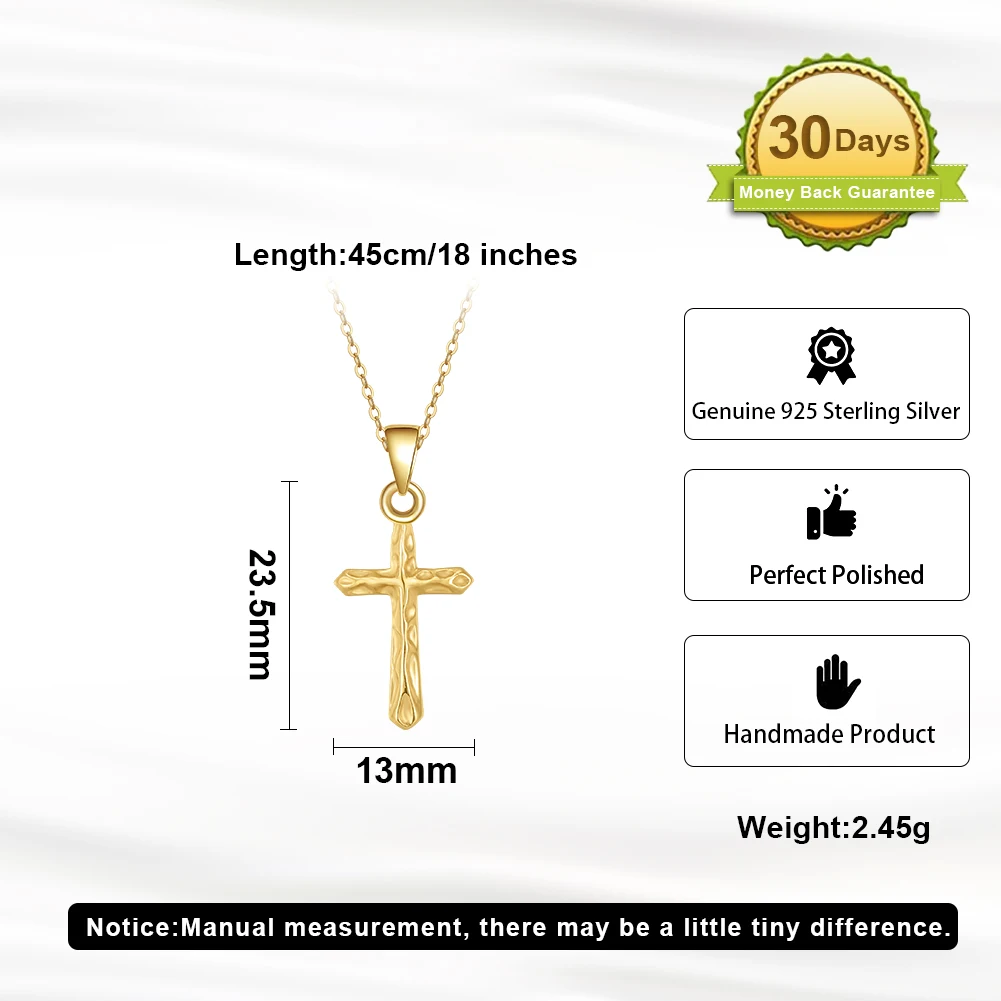 RINNTIN GAN02 Christian Pendant Necklace Men Jewelry Crucifix Jesus Cross Pendant 925 Sterling Silver Necklaces Women Jewelry
