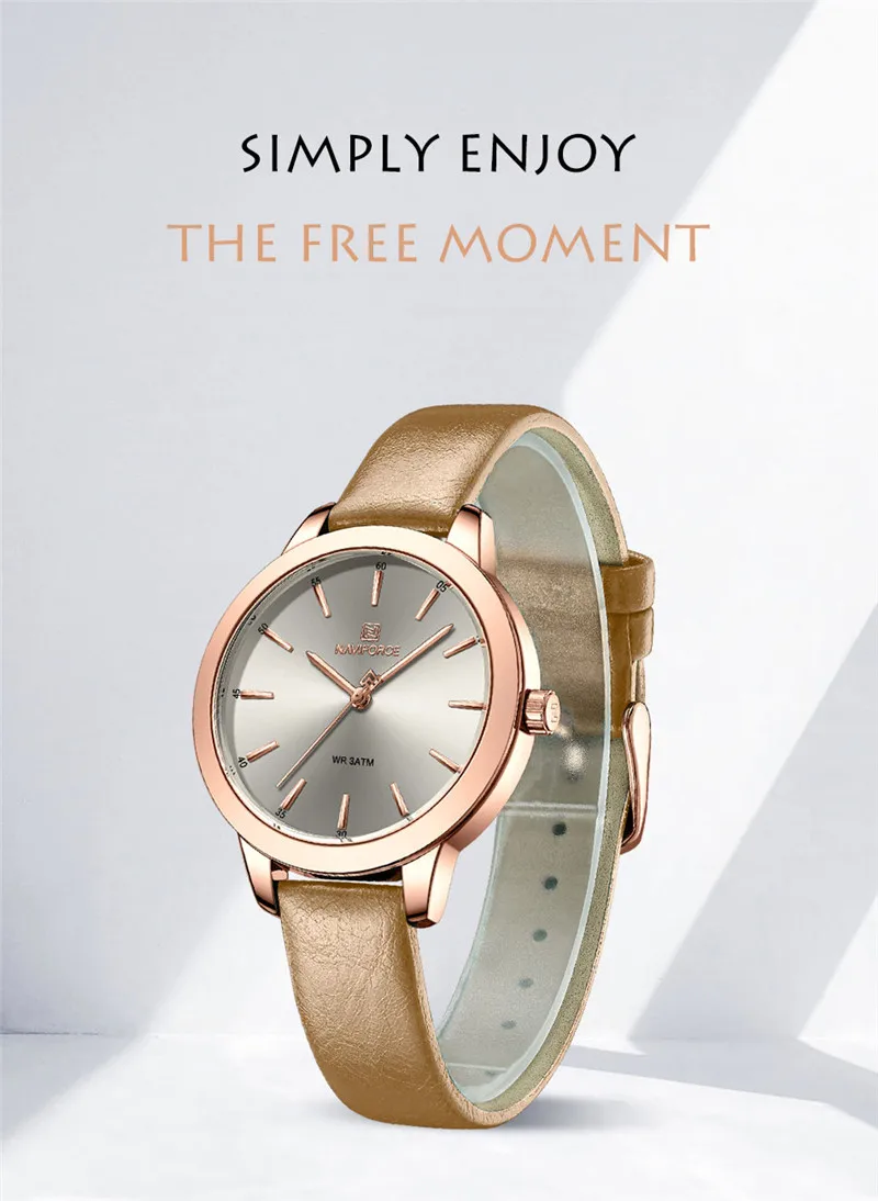 NAVIFORCE 5025 Classical Leather Wristwatch New Arrival Fashional Ladies Minimalist Watch 30M Waterproof Japan Movt High Quality
