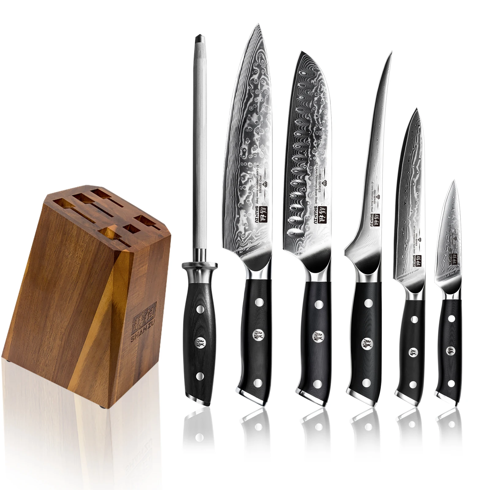 Handmade Damascus Hunting Knife  Bushcraft Fixed Blade Knife with Sheath and Walnut Wood Handle Skinning Knife
