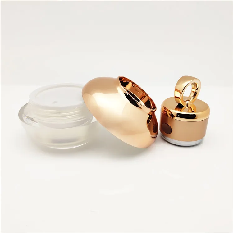 15g 30g 50g Luxury Empty Cosmetic Vibrating Massager Plastic Acrylic PMMA Eye Cream Skin Care Jar with Gold Lid