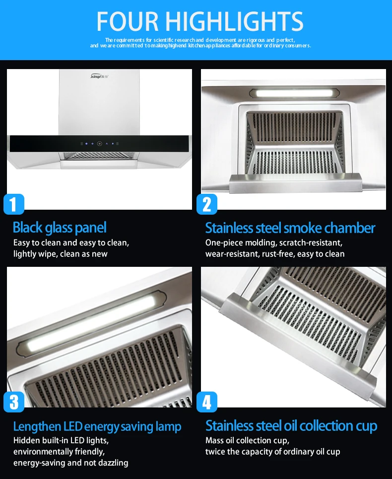 China manufacturer supply custom kitchen exhaust cooker hood home range hood XT12