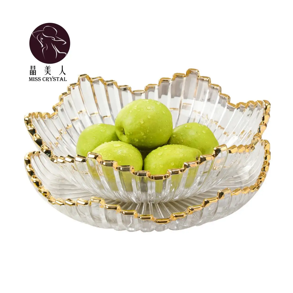 Nordic Golden Fruit Plate Living Room Ornament Tray Glass Candy Bowl