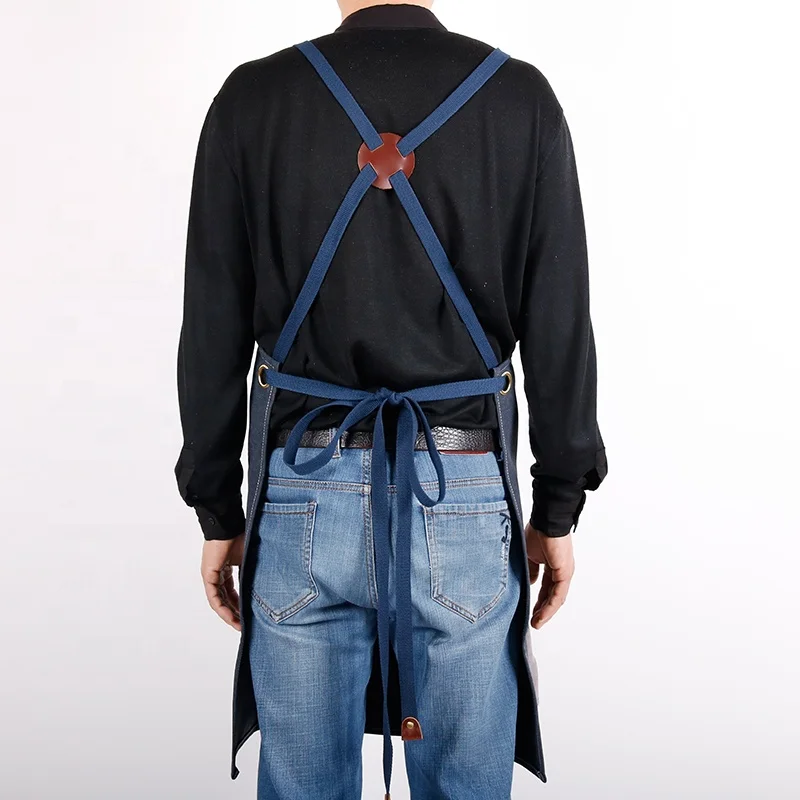 CHANGRONG Custom waterproof canvas bar work apron with  leather straps