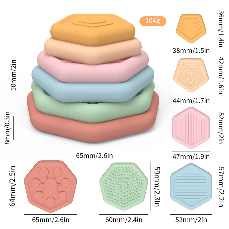 Fidget Toys Sensory Stone for Kids:6 Pack Textured Soft Worry Stone for Autism Kids Calming-Fidget Stress Toy for Anxiety Relief