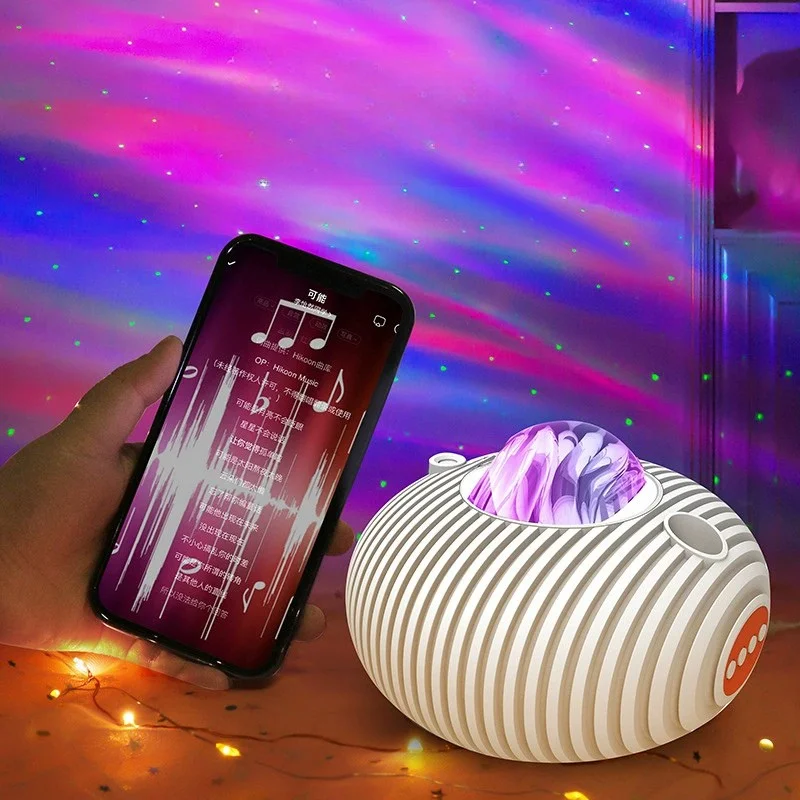 Juertown Adjustable Brightness Flying Saucer Aurora Lamp Mini LED Night for Bedroom Starry Projection Desk Battery Operated