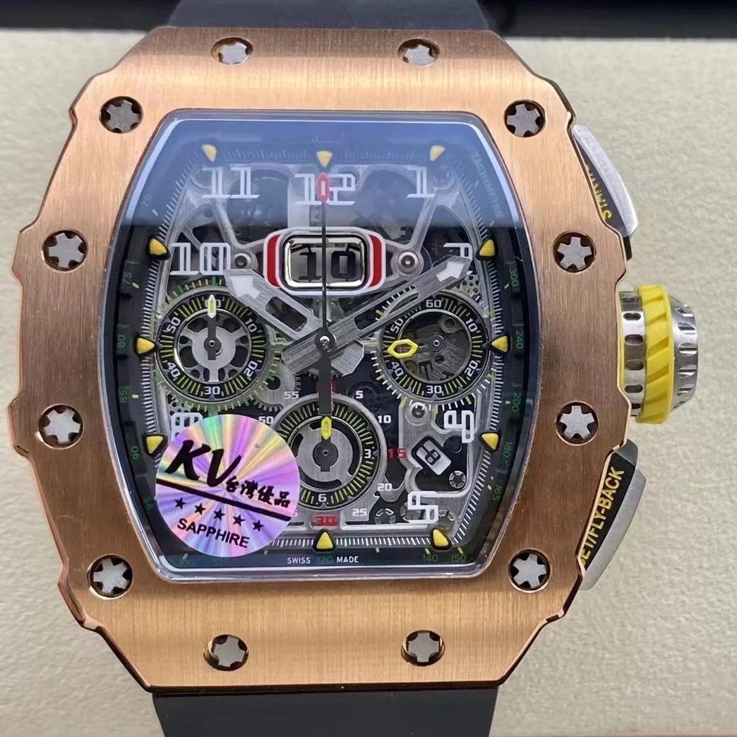 Best Quality Titanium Watch KV Factory RM11-03 Multifunction Chronograph Movement Sapphire Rose Gold RM Watch