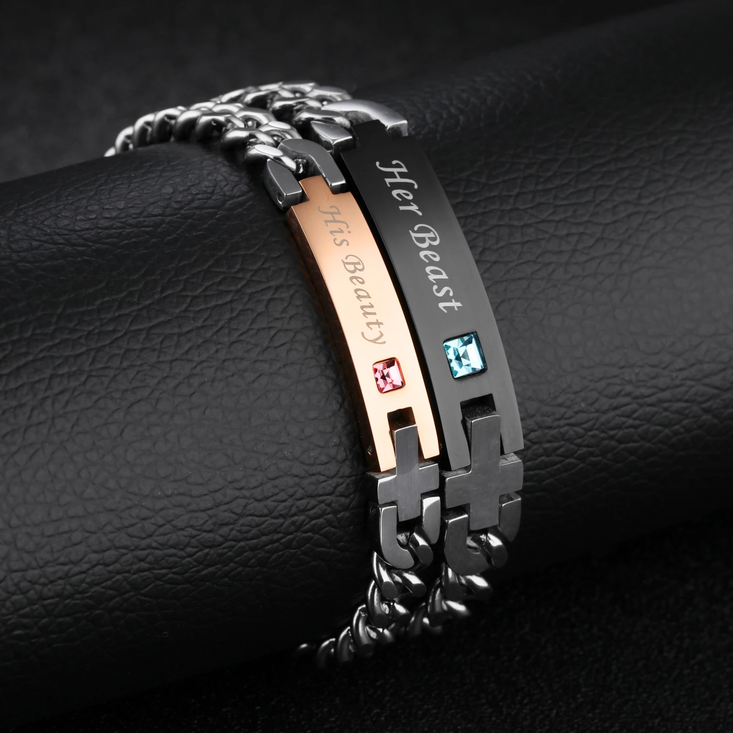 Luxury Romantic Lover Gift Couple Bracelets Stainless Steel Bracelets Classic Single Diamond Bracelet for Couples