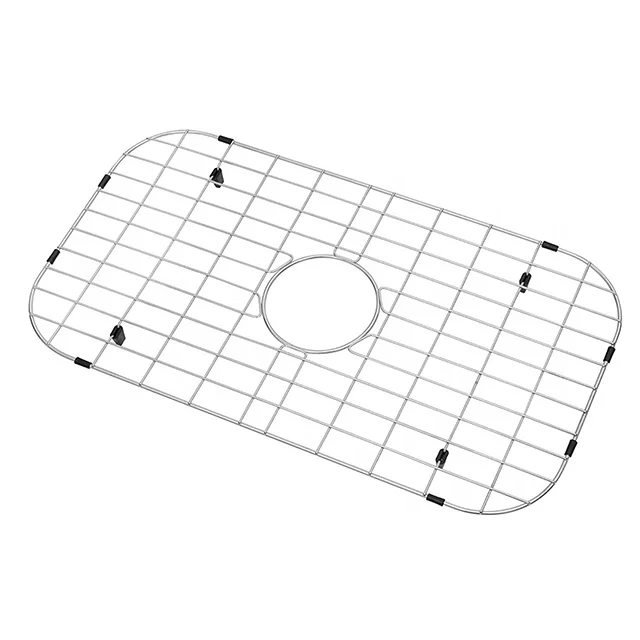 Решетка для кухонной раковины, решетка из нержавеющей стали, нижняя сетка для раковины в ванной, решетка для защиты раковины с отцентрованным сливом и угловым радиусом