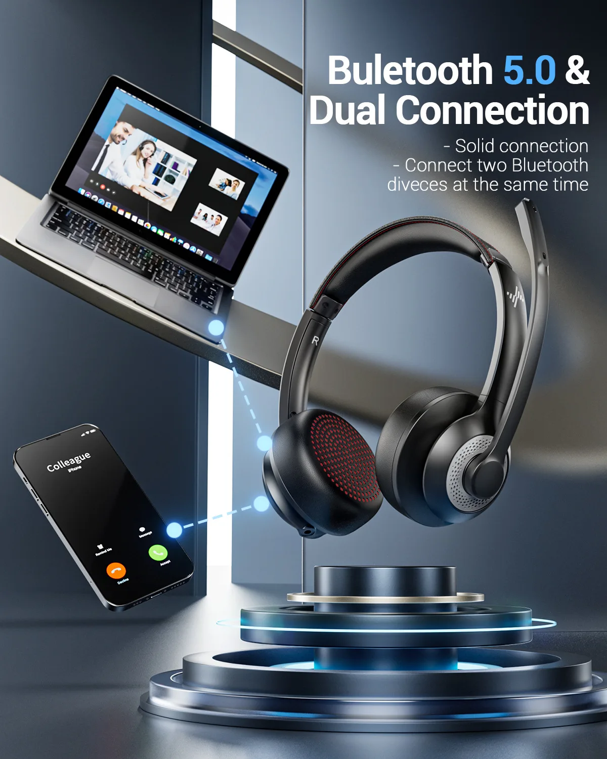 Factory OEM NUBWO EH03 Wireless Headset Office Call Center ENC Headset Noise Cancelling with Adapter