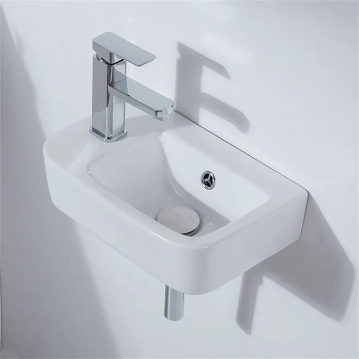 Rectangle hotel modern bathroom ceramic art basin wall hung wash hand mini sink
