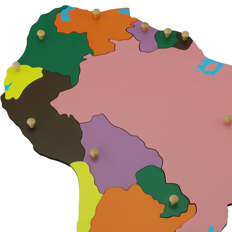 GE015  Montessori Kids Wooden Educational Children Toy Puzzle Map of South America  Montessori