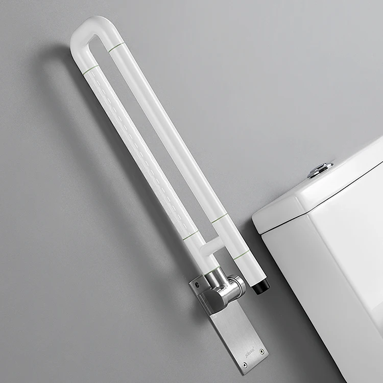 U shape ABS plastic flip up down hospital home disabled bathroom toilet safety rails handicap folding grab bar for elderly