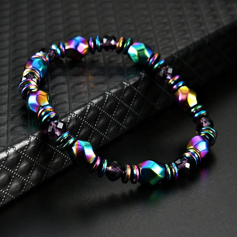 Colorful Magnetic Bracelet Beads Hematite Stone Therapy Health Care Magnet Hematite Beads Bracelet woman men jewelry