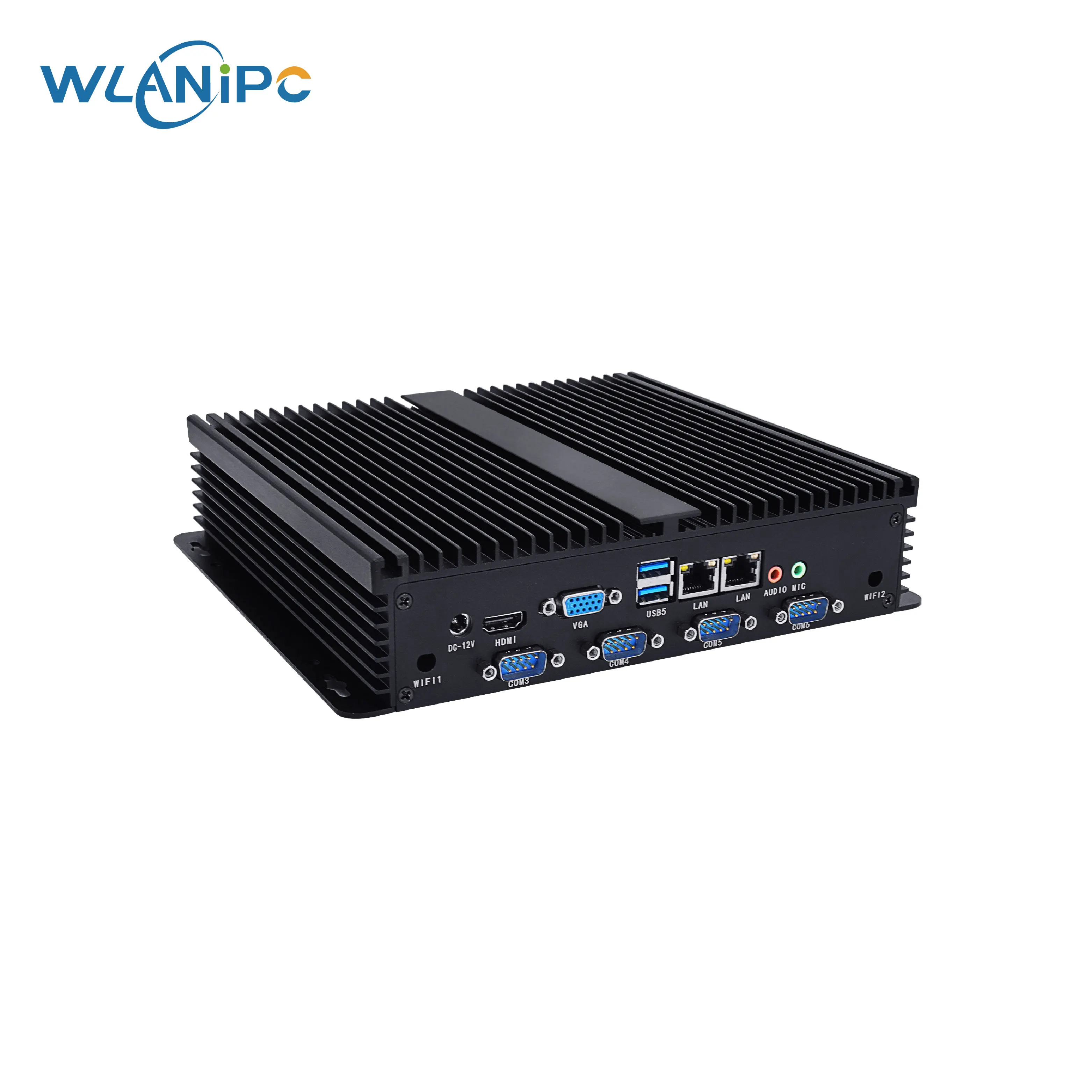 Fanless Industrial Mini PC J4125 Barebone Dual Lan 6 RS232 RS485 X86 Linux Wins10 Embedded Computer