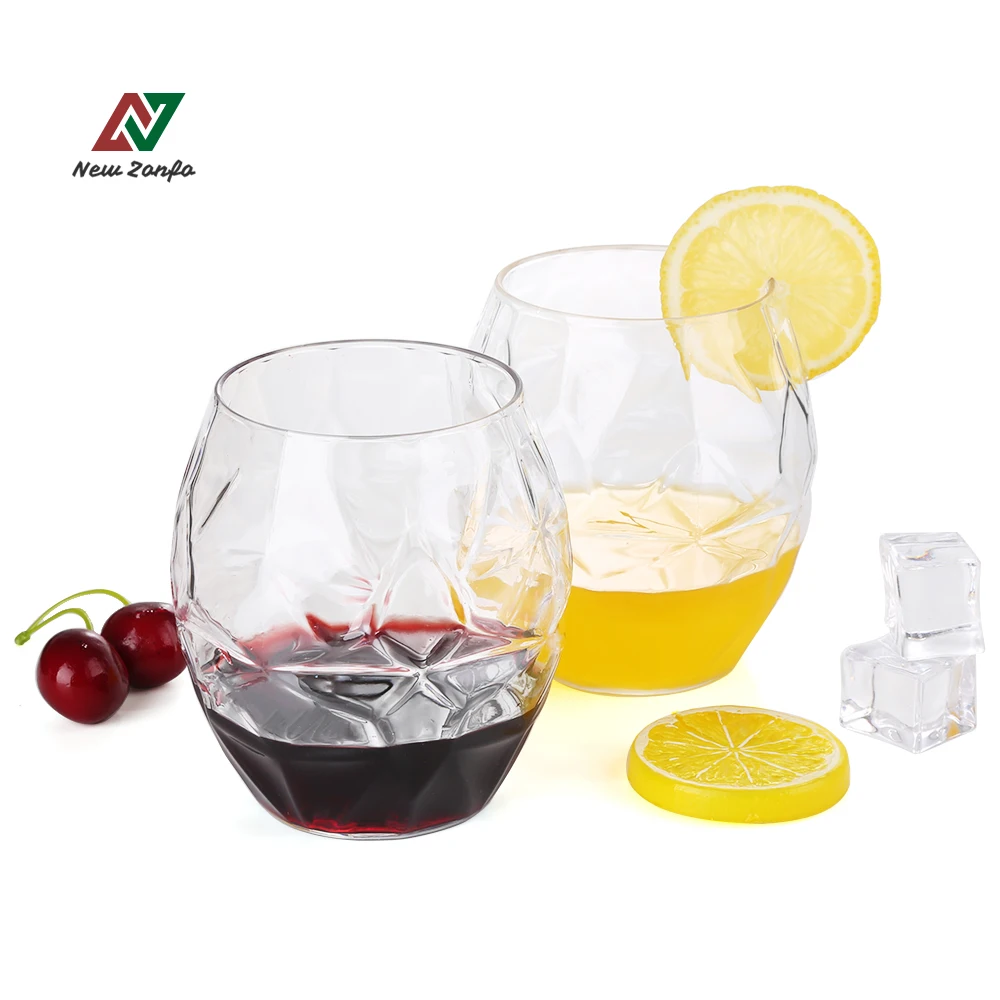 
Eco-friendly Crystal Wine Glass Unbreakable Tritan Plastic Stemless Whisky Glass 