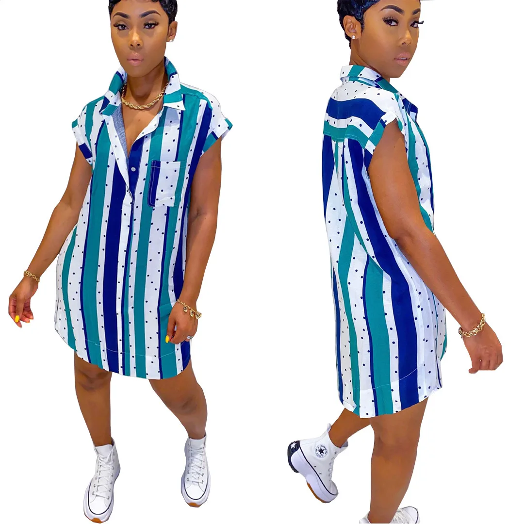 clothes supplier plus size womens skirts digital printing striped polka dot short-sleeved girls skirt india & pakistan clothing