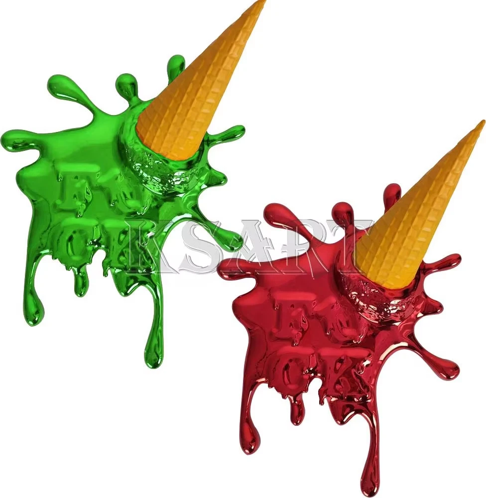 High quality melted ice cream resin Crafts Sculpture Ornaments Shop Gallery Art sculpture Chrome sculpture