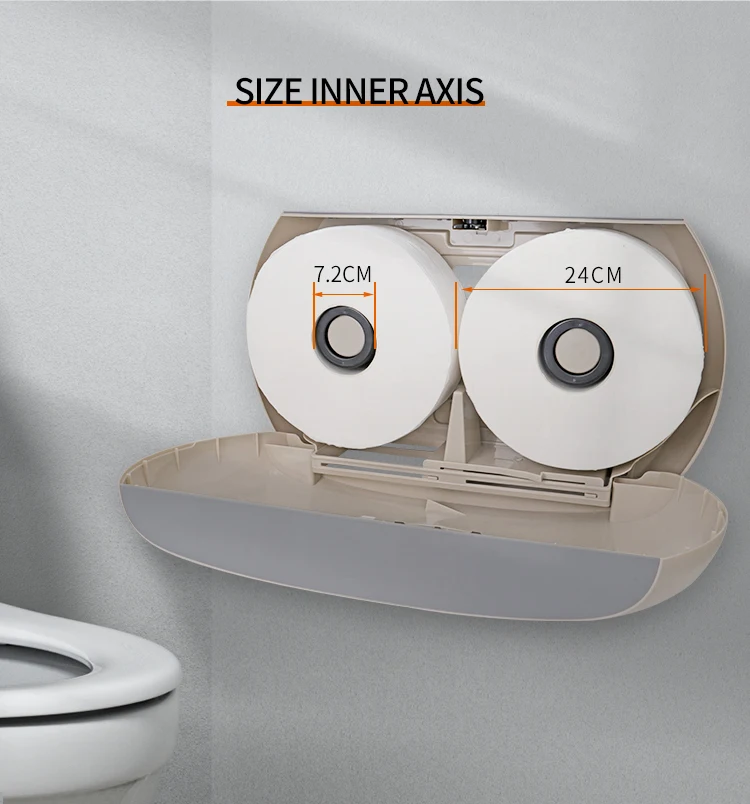 Chuangdian double jumbo roll paper towel dispenser large capacity twin toilet paper dispenser for bathroom restroom CD-8072