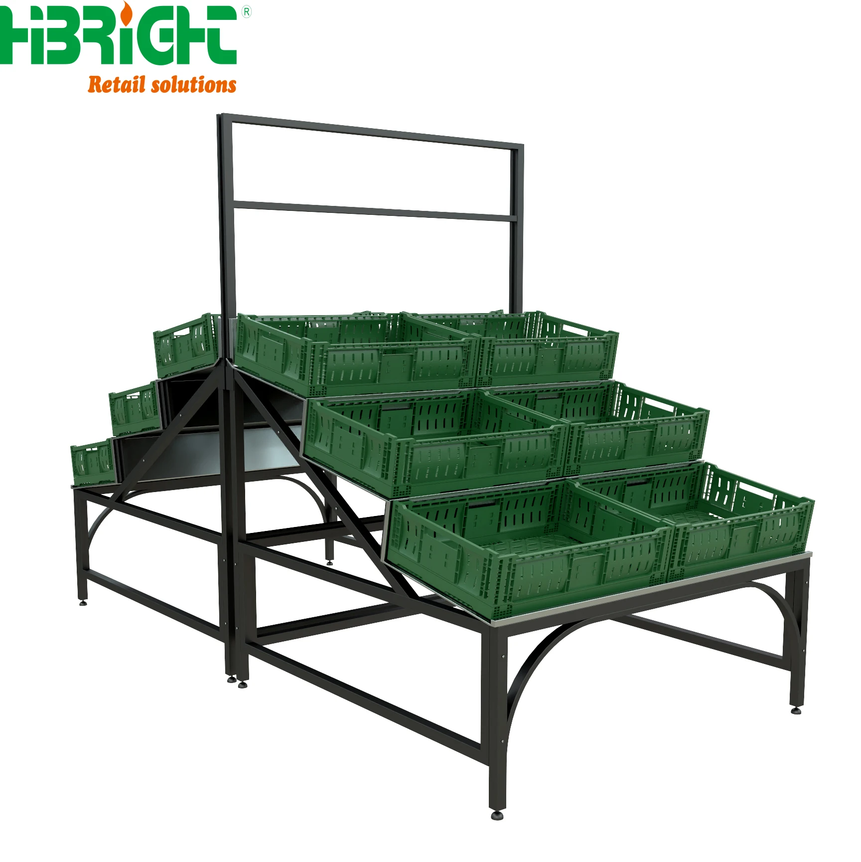Hot Sale Multi Layers Plastic Metallic Supermarket Shelf Retail Store Display Fruit Vegetable  Stand Racks