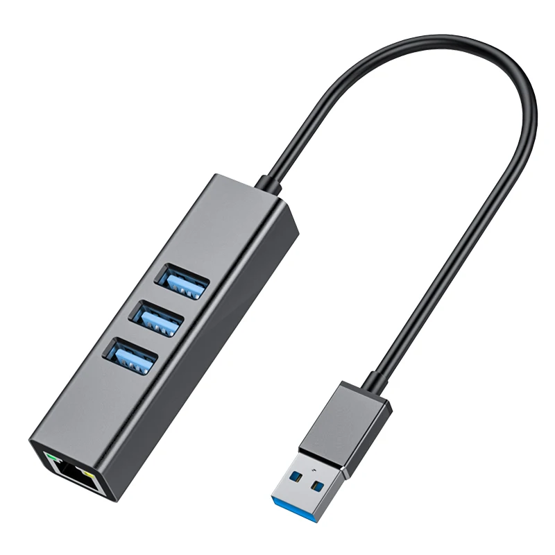 USB 3.0 to Gigabit Ethernet Adapter Lan Adapter with 3 Ports USB 3.0 Hub for Windows 7/8/10/Vista/XP Mac OS PC