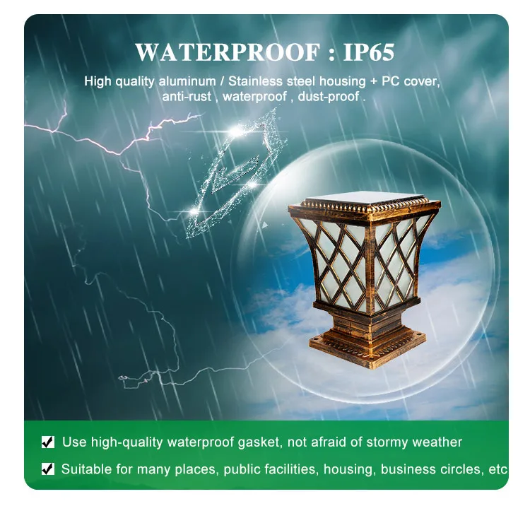 6V high-end aluminum outdoor pillar LED aluminum solar garden light