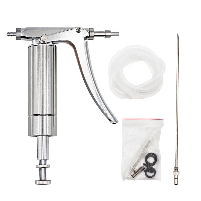 Veterinary Equipment Poultry Vacination Injection Stainless Steel 0.1-1ml Adjustable Automatic Syringe Medical Injector