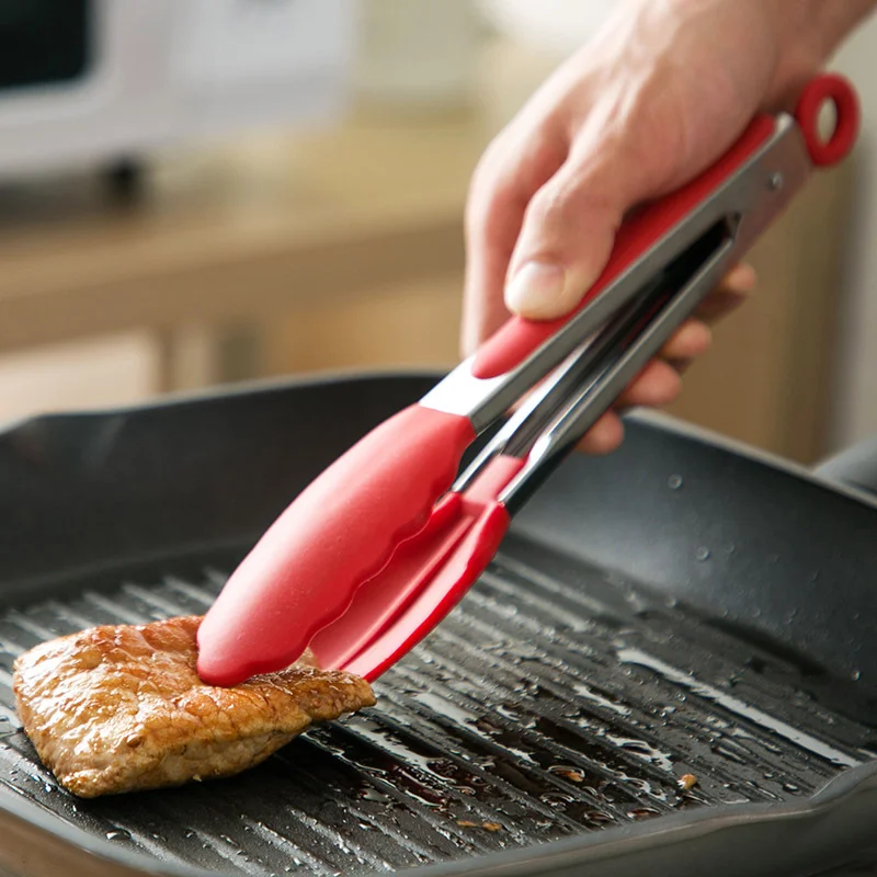 2023 China Non Stick Stainless Steel Bread Dessert Food Salad Clip Clip Bbq Tongs Kitchen