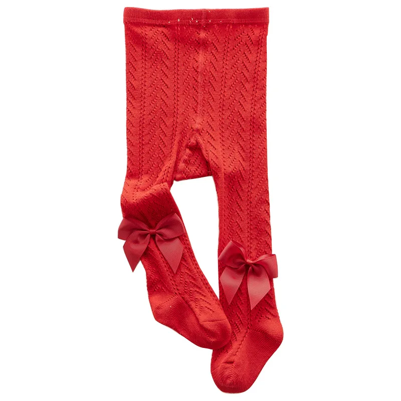 Korea Fancy Solid Color Princess Bows Newborn Tights Pantyhose Thin mesh Hollow Out Lovely Baby Kids Pantyhose