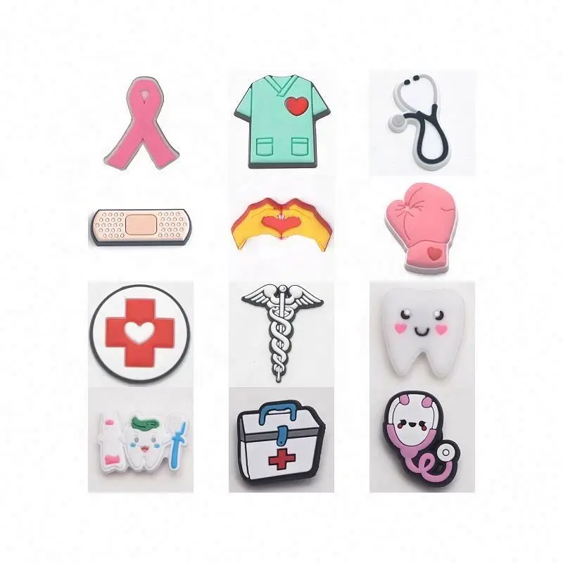 PVC accessories Healthcare medical doctor nurse stethoscope Clog shoe charms fit for kids  clog shoes