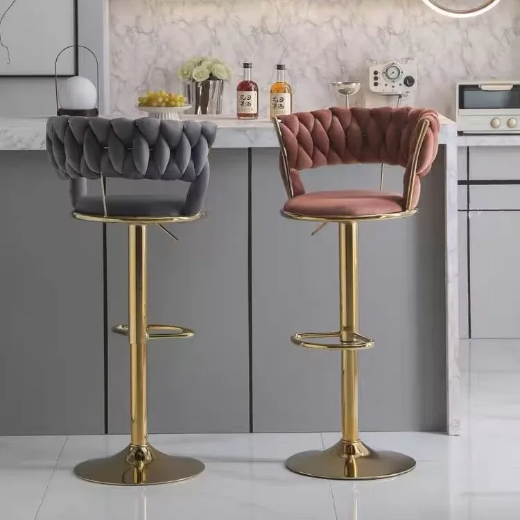 Nordic swivel chair high lift bar chair Modern simple backrest chair bar stool