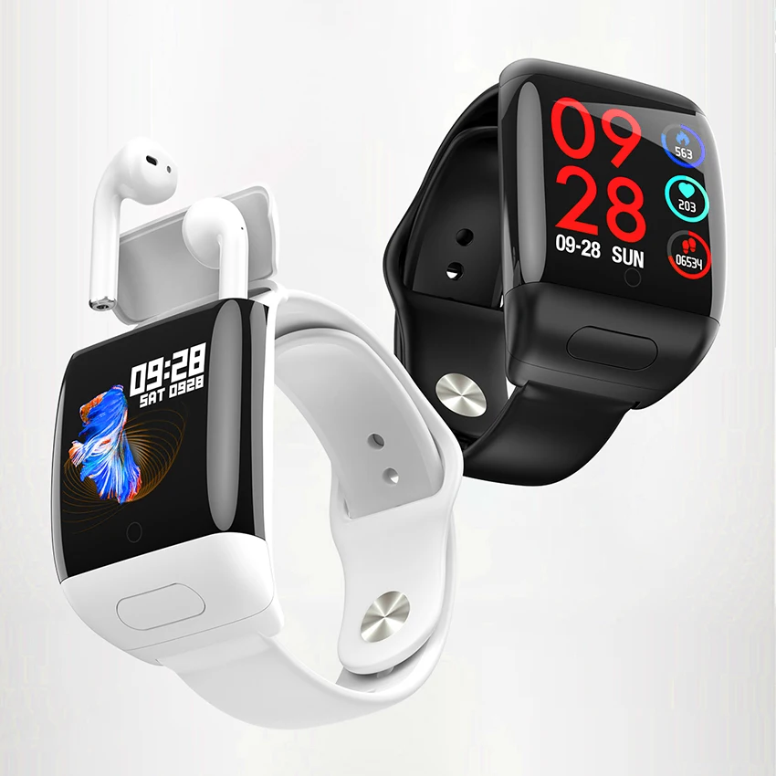 2 in 1 Smart Watch Bluetooth Audifonos De Cable IPX5 Waterproof Wireless TWS Earbuds Earphones