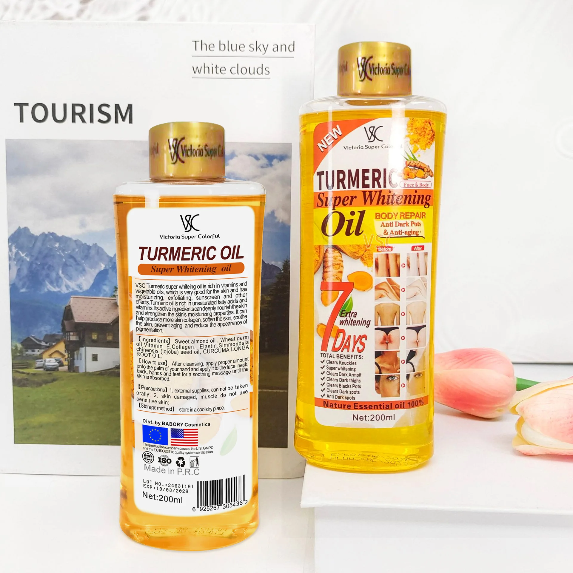 Massage Oil Glow 100% Natural Super Whitening Turmeric Oil Face and Body Moisturizing Nourishing Lightens Correct Spots