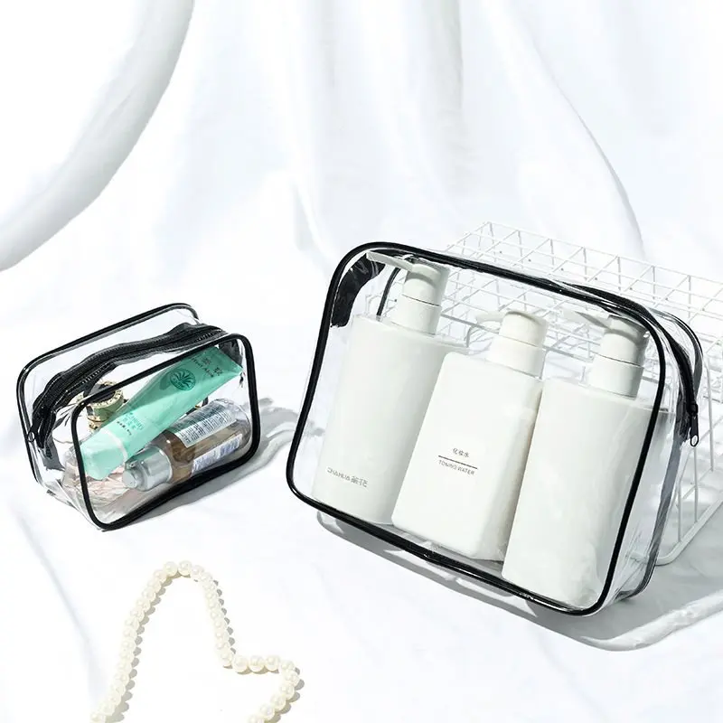 Wholesale Fashion Transparent Women Custom Cosmetic Bags Toiletry Pvc Clear Zipper Pouch Travel Makeup Bag