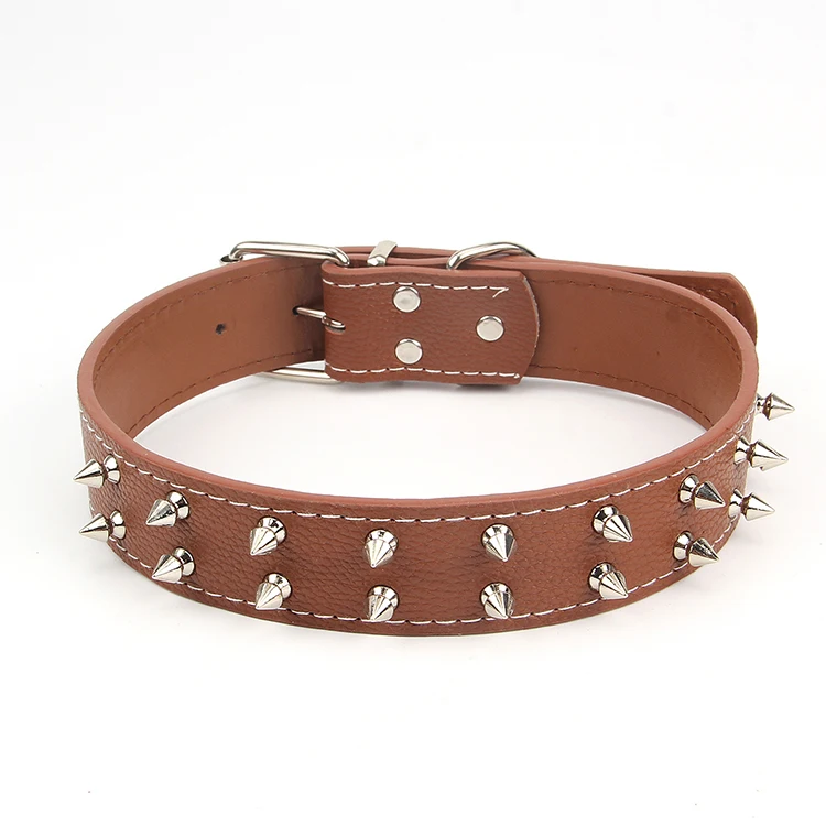 Wholesale Pet Dog Rivet Collars PU Leather Round Bullet Nail Studded Necklace Spiked Strap Punk Style Small Dogs Cat Collar
