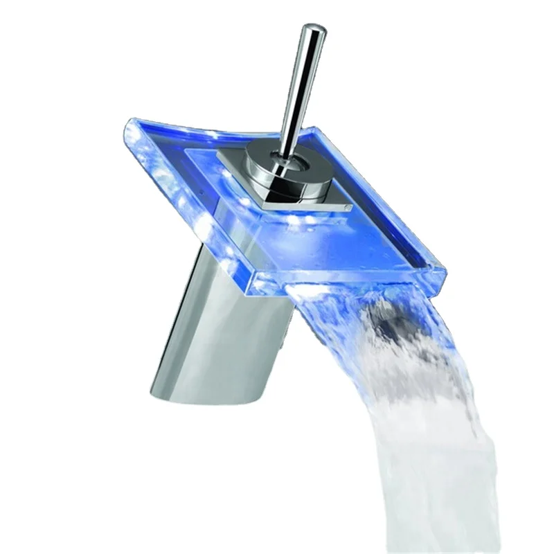 Bathroom Sink Faucet LED Light 3 Colors Changing Offer New Glass Basin Tap to Fit Glass Wash Basin Sink for Hotel Project