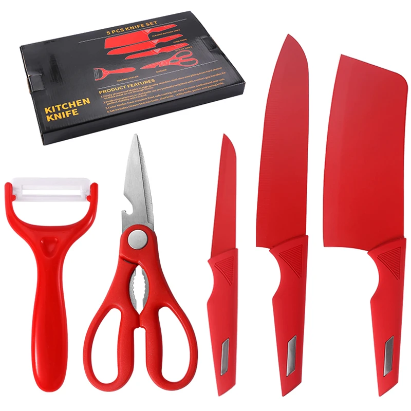 3cr13mov chef kitchen knife set cleaver paring scissor black kitchen knife set stainless steel design welcomed