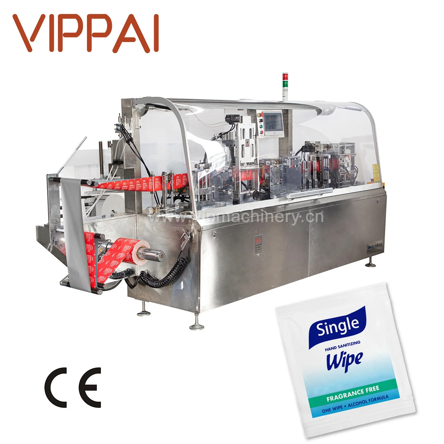 VIPPAI Fully Automatic Multiple Make Up Remover Towel Wet Alcohol Wipes Cross Fold Packing Machine