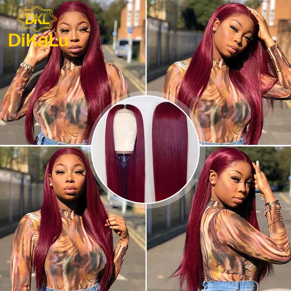 DKL Private Label Remy Brazilian Hair Glueless 99J Full Lace Wig, Blonde 99j Red Wigs, Grade 9A Human Lace Wigs For Women