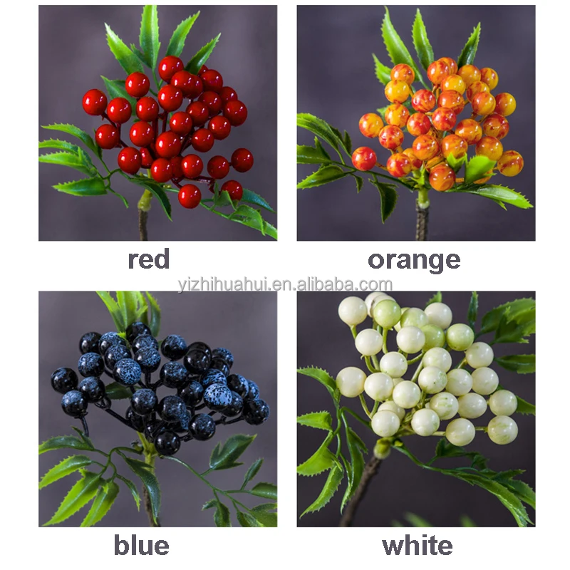 wholesale artificial red berry branch berries cuttings home decoration fruit plant branches realistic vase ornaments