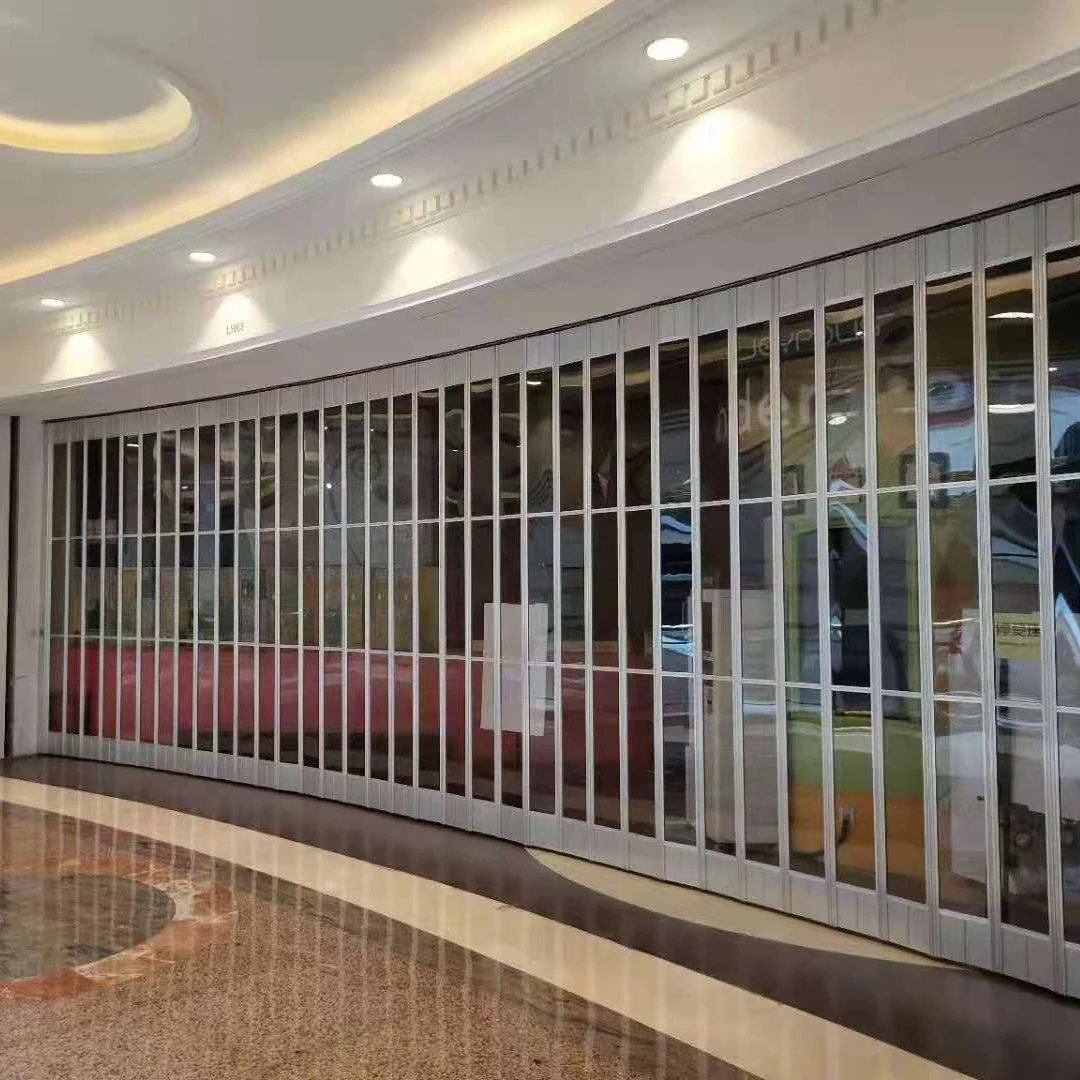 Commercial Transparent Polycarbonate Folding Sliding Door For Shop Aluminum Pvc Security Doors