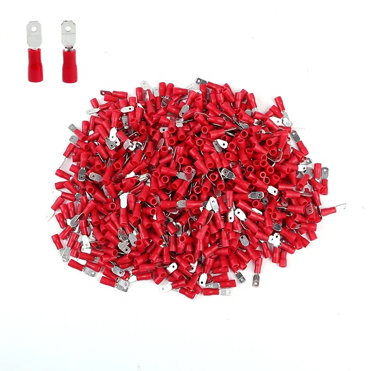 MDD1.25-187(5) Red 0.5-1.5mm 22-16AWG 6.3mm PVC Quick Disconnector Male Cable Lug Wire Connector Spade Terminals