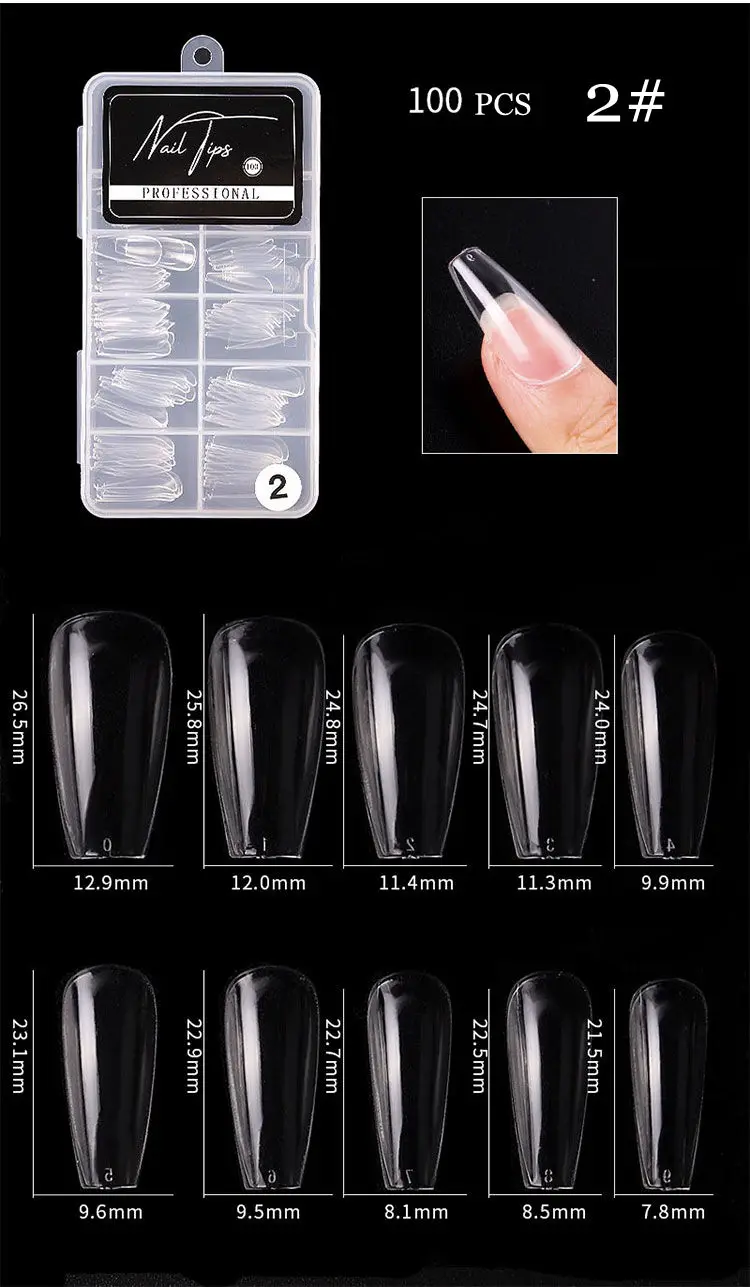 Wholesale Nail Tips Long Transparent Frosted Artificial Nail Tips Half Cover Extended False Nails
