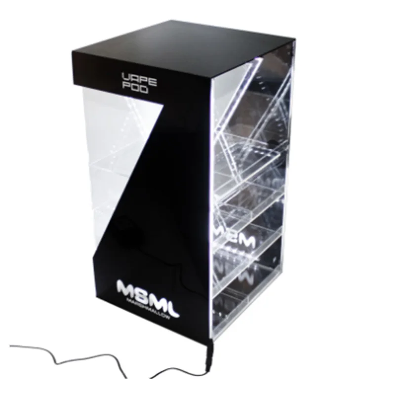 Factory custom store black led pmma acrylic mobile cell phone accessories display box case led phone accessories display stand