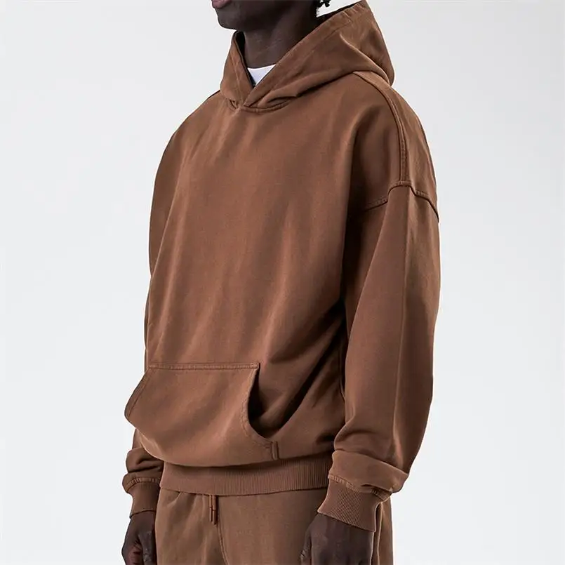 high quality custom logo 450 gsm men black oversized heavy weight blank vintage hoodie french terry cotton heavyweight hoodie