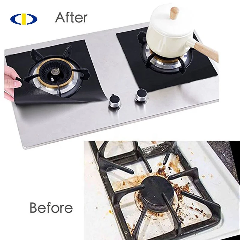 
PTFE Gas Range Protectors Black Gas Stove Burner Covers Stove Top Liner 